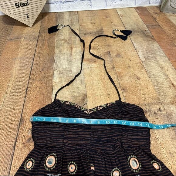 Free People Sweet Safari Halter Top Neon Peplum Sweetheart Striped Brown XS - Picture 5 of 7